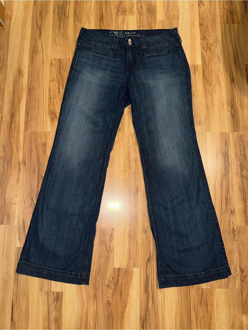 Ariat Womens Trouser Jeans Bluebell Flared Size 34x32 Dark Wash Western Wide Leg